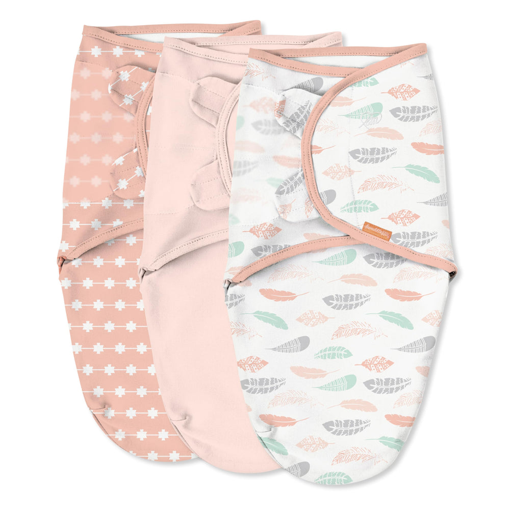 SwaddleMe Original Swaddle Coral Days with adjustable wings for a secure, womb-like fit.
