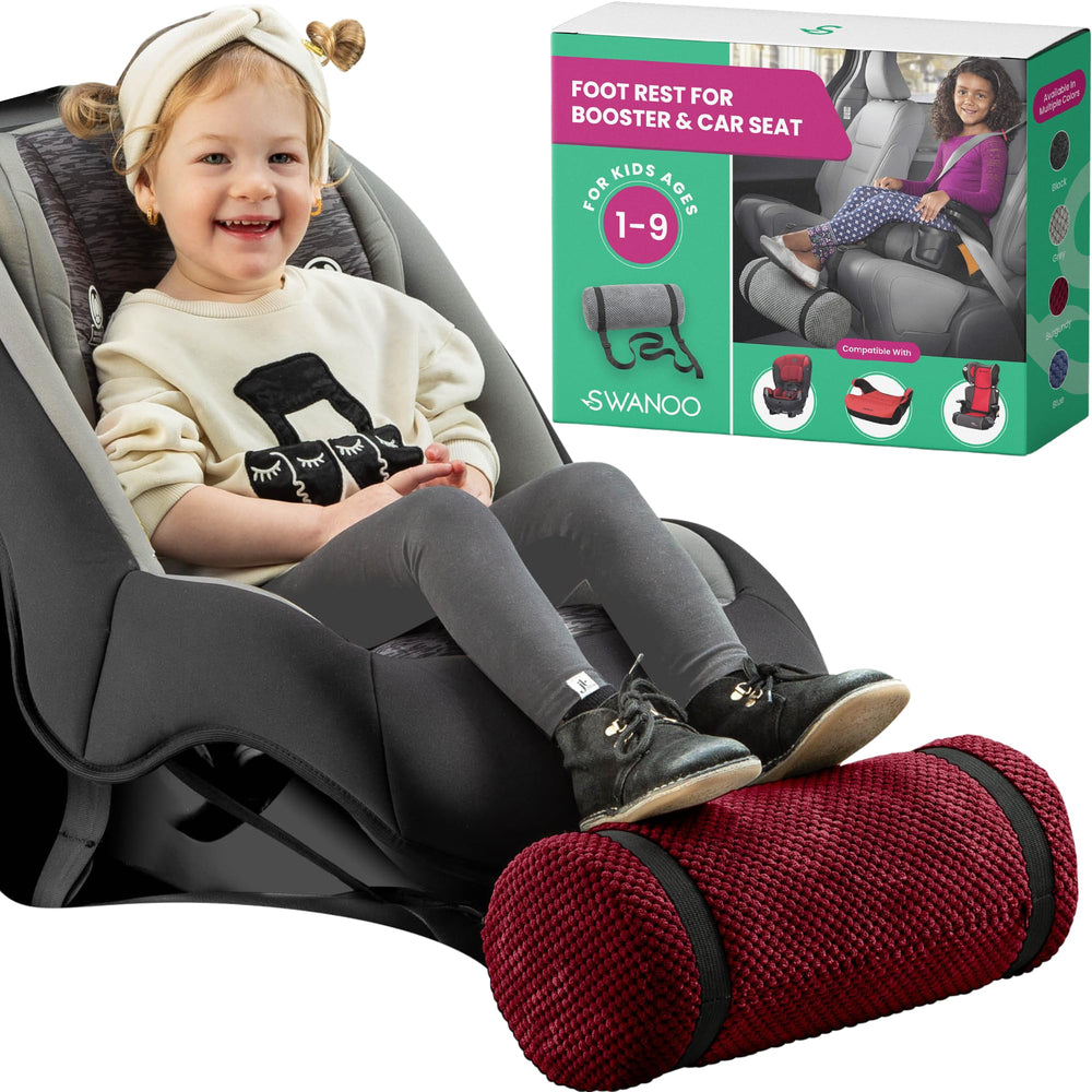 Swanoo car seat foot rest base attachment provides stable support for growing legs.