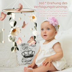 SWECOMZE mobile showcases lush green leaves, bringing a natural touch to modern nursery decor.