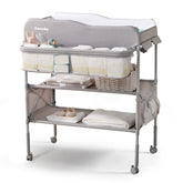 Sweeby portable baby changing table with foldable dresser for space-saving transport