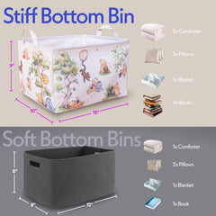 Sweet Baby Company Winnie Pooh storage basket opened flat for space-saving storage.