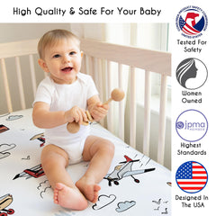 Sweet Jojo Designs aviator plane print crib sheet for infant comfort