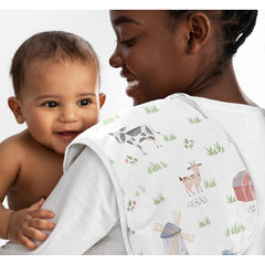 Sweet Jojo Designs baby burp cloth with green watercolor farm motif for clean outfits.