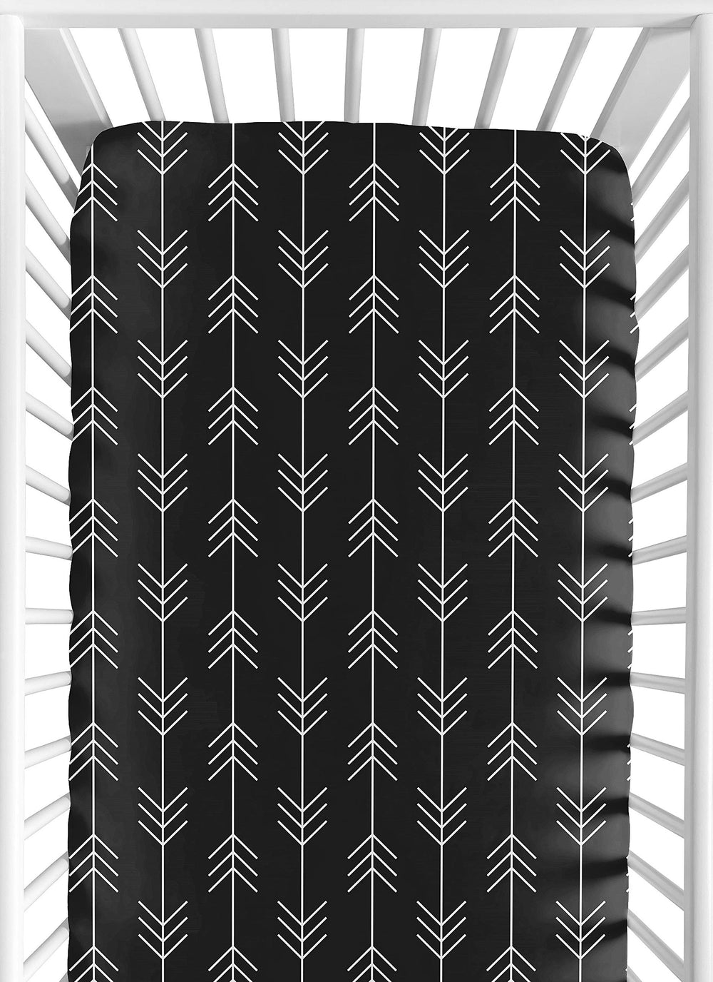 Sweet Jojo Designs black white woodland arrow crib sheet offers a snug fit with brushed microfiber