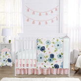 Sweet Jojo Designs blanket with blue rose floral for a cozy crib moment
