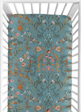 Sweet Jojo Designs blue wildflower fitted crib sheet snug sleep