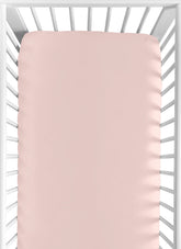 Sweet Jojo Designs blush pink fitted crib sheet on soft brushed microfiber for gentle sleep
