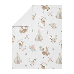 Sweet Jojo Designs boho watercolor deer blanket reverse minky side for plush warmth