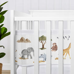 Sweet Jojo Designs BreathableBaby Jungle Animals short panel liner enhances crib aesthetics with safari flair.