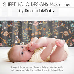 Sweet Jojo Designs boho wildflower pattern crib liner enhances nursery decor.