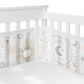 Sweet Jojo Designs breathable mesh crib liner with stars and moon in blush pink enhances safety and peaceful sleep
