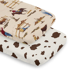 Sweet Jojo Designs cow print bassinet sheet closeup showing soft microfiber texture for gentle sleep