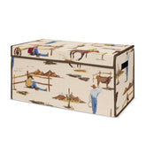 Sweet Jojo Designs Cowboy Wild West toy bin front view keeps toys organized.