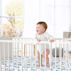Sweet Jojo Designs crib sheet with elastic bottom for a secure fit on standard cribs.
