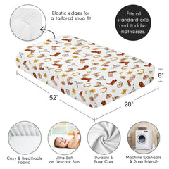 Sweet Jojo Designs standard crib sheet size 52 by 28 by 8 inches.