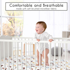 Sweet Jojo Designs elastic-edge crib sheet ensures quick changes and a tight fit on standard cribs