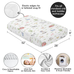Sweet Jojo Designs farm animals crib sheet with rustic charm for toddlers.