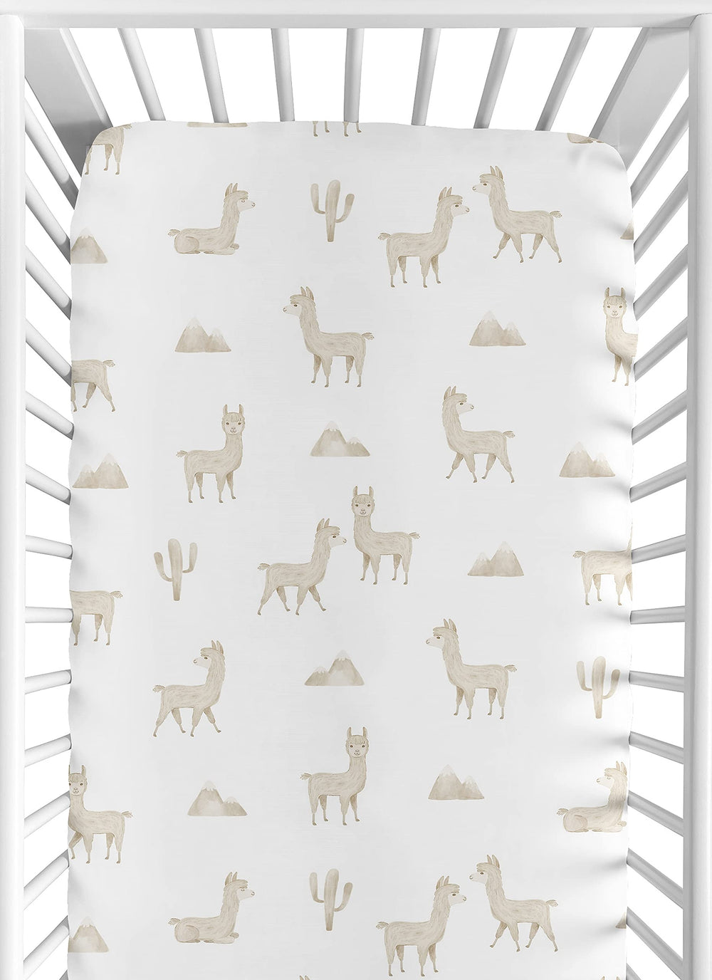 Sweet Jojo Designs fitted crib sheet with boho llama print for snug sleep