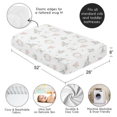Sweet Jojo Designs bunny floral crib sheet adds playful charm and breathable comfort.