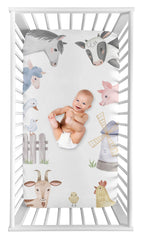 Sweet Jojo Designs fitted crib sheet with farm animals for snug sleep
