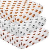 Sweet Jojo Designs football print crib sheet for secure, comfortable sleep in a boy's nursery.