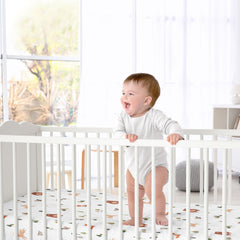 Sweet Jojo Designs forest animals brown bear crib sheet with snug fit for standard cribs.