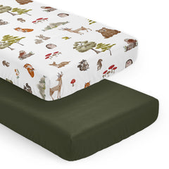 Sweet Jojo Designs forest animals green crib sheets offer a soft snug fit for crib mattresses