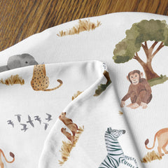Gender-neutral jungle color palette in hunter green and gray