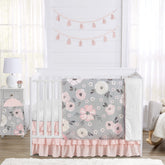Sweet Jojo Designs grey watercolor floral crib blanket, plush and cozy for nap time