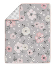 Sweet Jojo Designs grey watercolor floral crib skirt, tidy nursery look and easy dress-up
