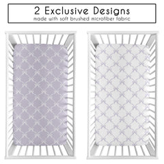 Sweet Jojo Designs lavender bows crib sheet – side view shows elastic edge.