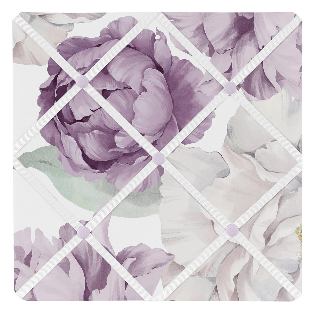 Sweet Jojo Designs lavender floral memo board with decorative ribbon for photos