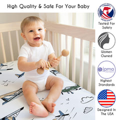 Sweet Jojo Designs vintage airplane sheet supports easy care and durable wear