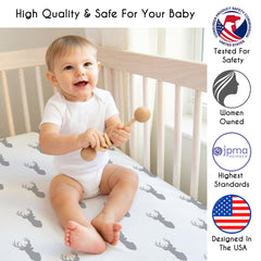 Sweet Jojo Designs Minimalist Deer Print crib sheet made from soft microfiber