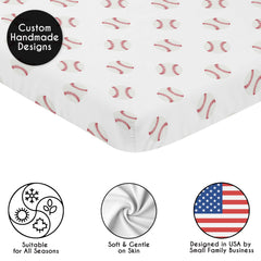 Sweet Jojo Designs pack-n-play sheet featuring baseball pattern for quick changes