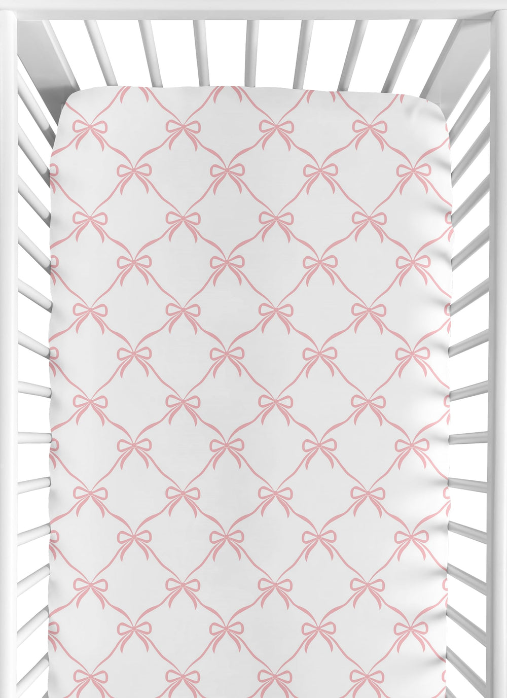 Sweet Jojo Designs pink bows fitted crib sheet; snug, soft sleep surface