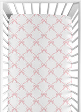 Sweet Jojo Designs pink bows fitted crib sheet; snug, soft sleep surface
