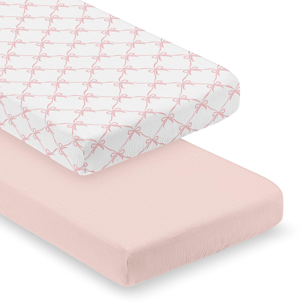 Sweet Jojo Designs pink bows solid blush crib sheet, soft cotton