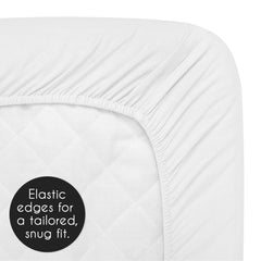 Sweet Jojo Designs portable crib sheet with elastic bottom stays in place