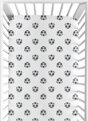 Sweet Jojo Designs soccer ball crib sheet closeup highlights print and soft feel