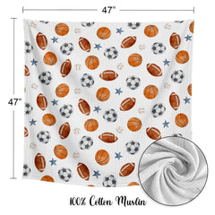 Sweet Jojo Designs soccer balls swaddle detail adds playful theme to nursery