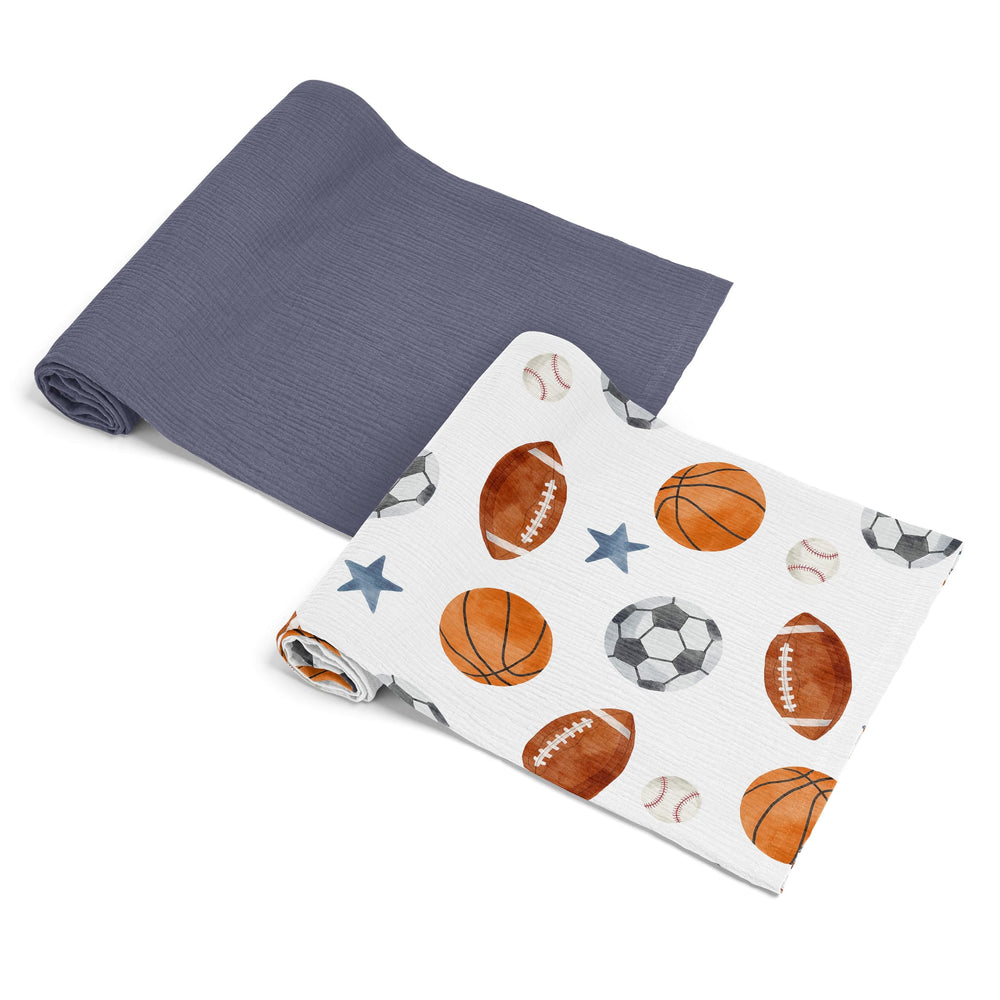 Sweet Jojo Designs solid blue sports swaddle for cozy newborn comfort