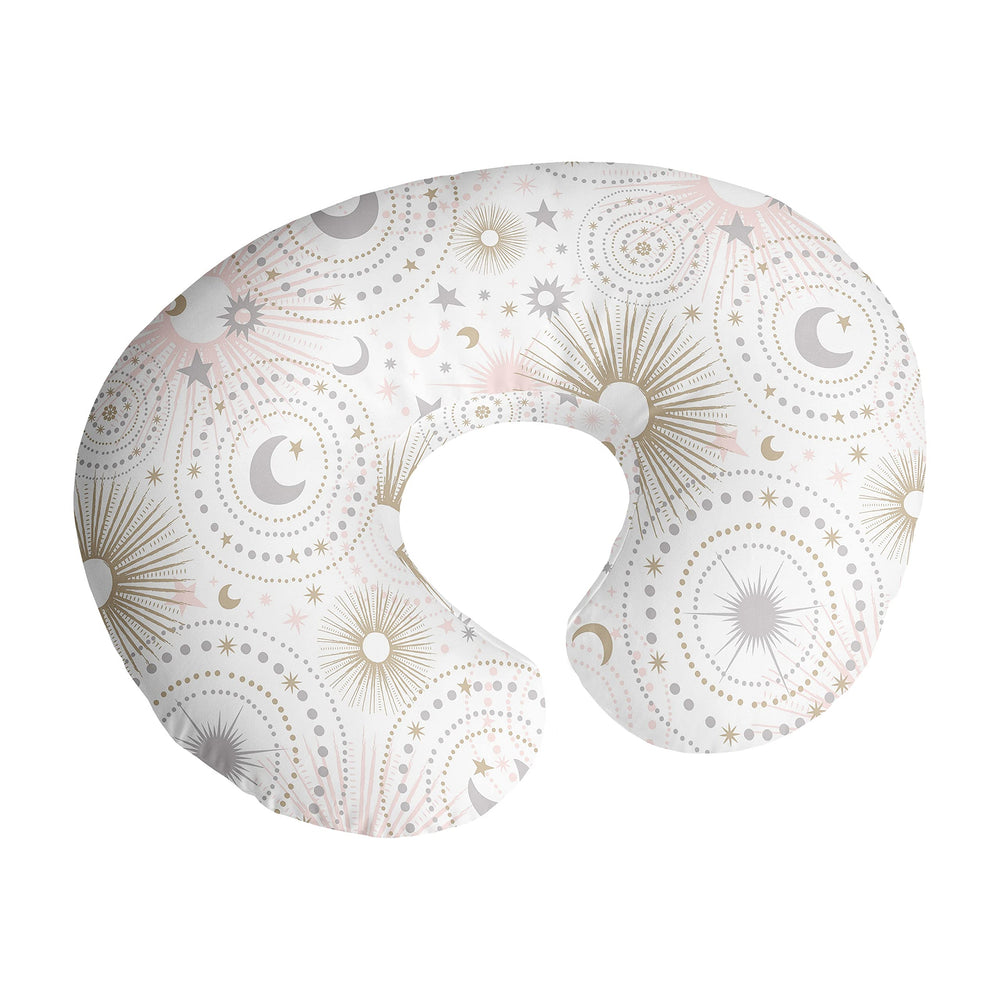 Sweet Jojo Designs star and moon nursing pillow cover with celestial stars on the front