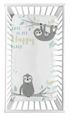 Sweet Jojo Designs turquoise grey green botanical print creates a soothing nursery atmosphere.