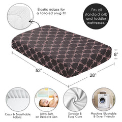 USA-designed baby crib sheet crafted by a mom-led team for comfort and practicality.