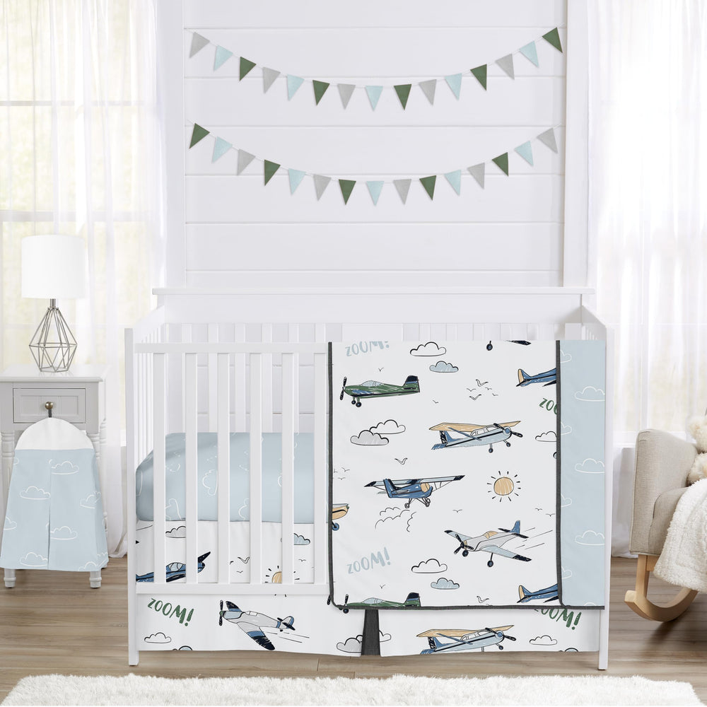 Sweet Jojo Designs vintage airplane crib blanket for naps and cuddles