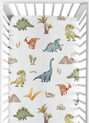Sweet Jojo Designs watercolor dinosaur fitted sheet, soft and easy to wash for crib use.