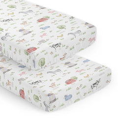 Sweet Jojo Designs watercolor farm animals crib sheets create a cozy, soothing nursery.