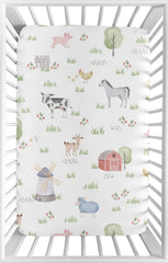 Sweet Jojo Designs watercolor farm animals print mini crib sheet; gentle on baby skin.