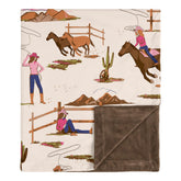 Sweet Jojo Designs western cowgirl blanket front brushed microfiber print for cozy newborn cuddles.